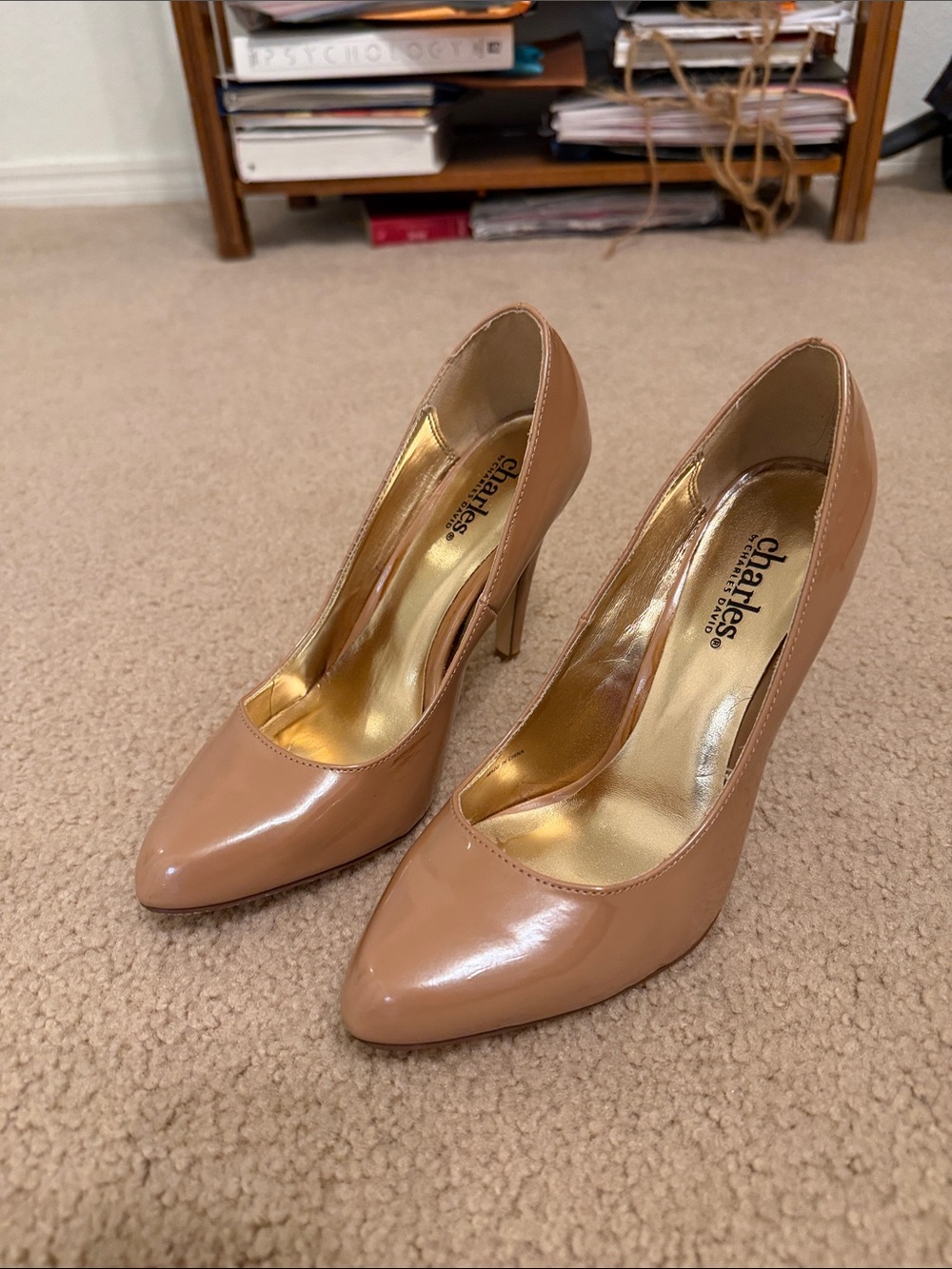 Charles David Nude Patent Pointed-Toe Pumps